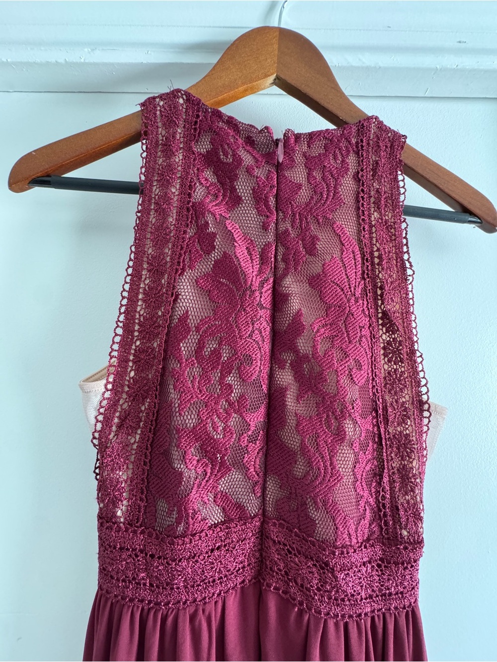 Womens Lulu's Forever and Always Burgundy Lace Maxi Dress XS - Picture 4 of 10